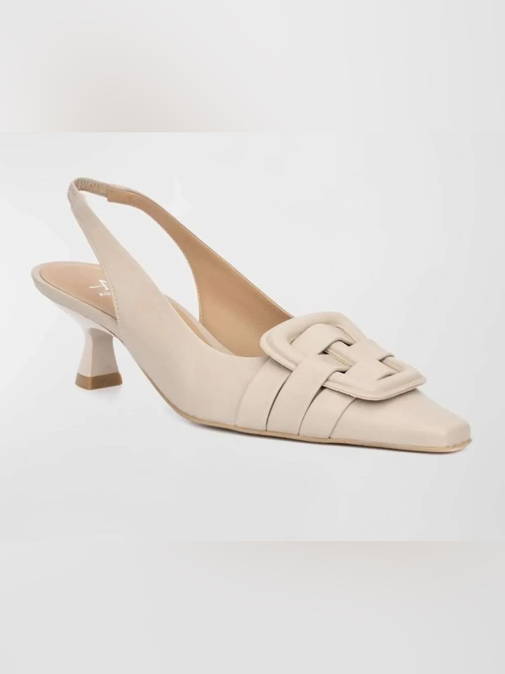 Aquatalia Adrienn Napa Buckle Slingback Kitten Heels Pumps Leather Oak 11 $395